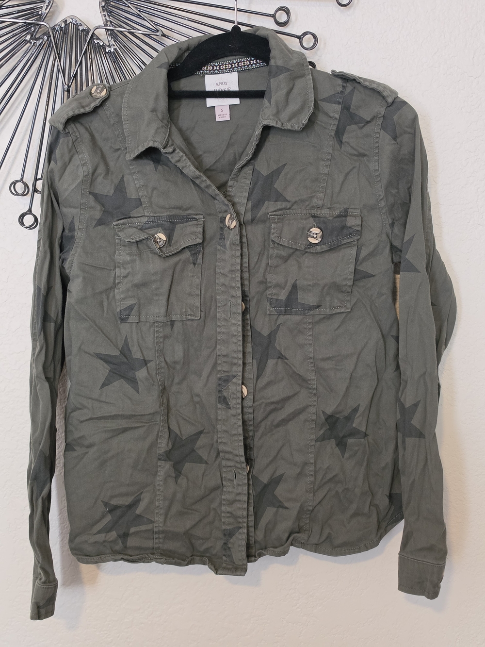 Knox Rose Olive Star-Print Utility Jacket